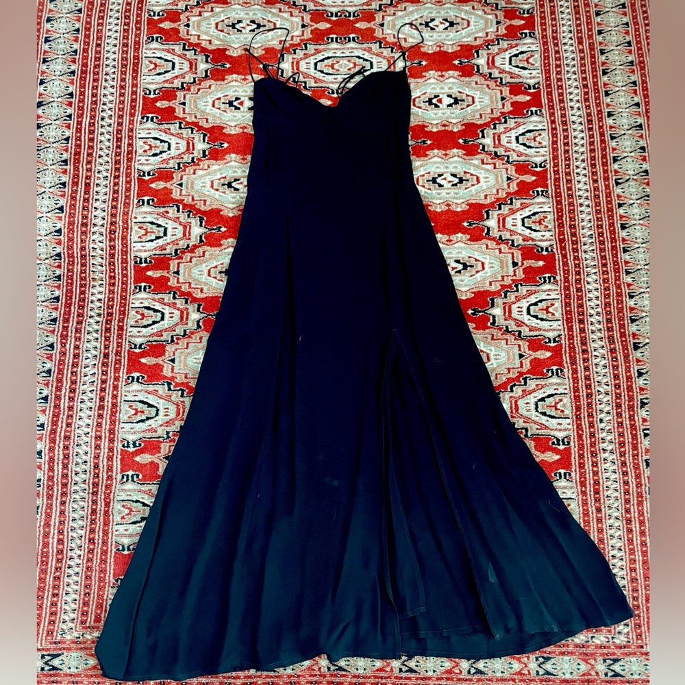 Reformation Black Midi Dress with Slit